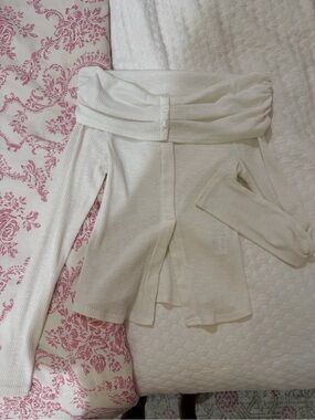 Princess Polly Cream Ribbed Knit Top